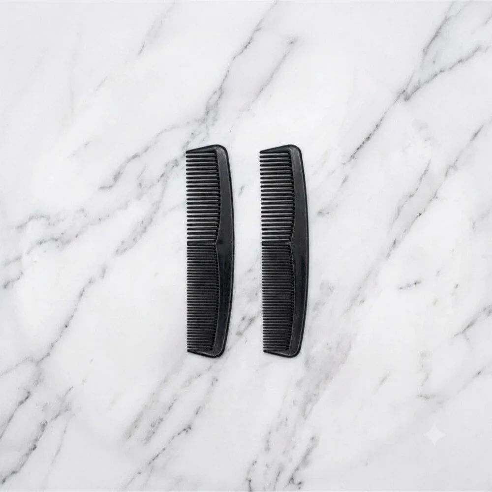 2 Pack Black Pocket Combs Unisex Fine Medium Tooth Hair Styling Grooming Lot